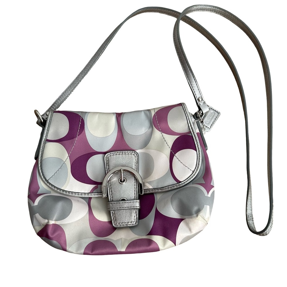 Coach Soho Signature Scarf Print Buckle Flap Swingpack mini Crossbody bag